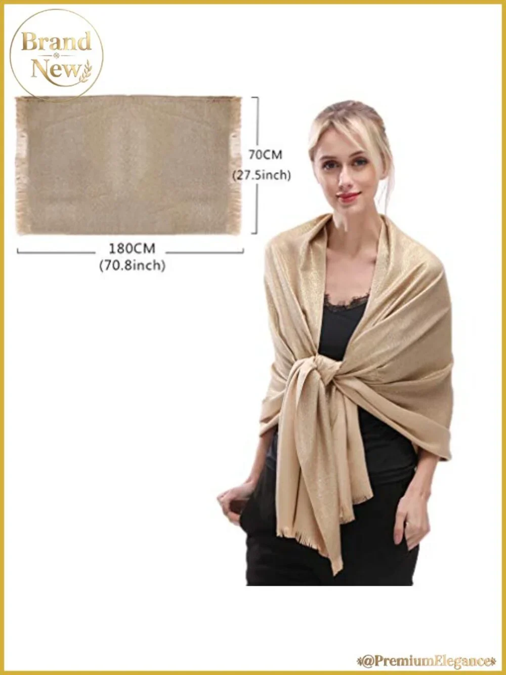 Metallic Soft Pashmina Shawl Wrap Sparkling Formal Evening Scarf for Women